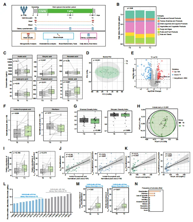 Figure 7. In a single-arm exploratory study, oat β-glucan safely and effectively increased F. prausnitzii and its metabolites, butyrate and IPA.